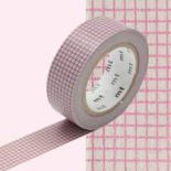 Masking tape quadrille rose/gris 15MM*10M (AU PLAISIR DE LIRE)